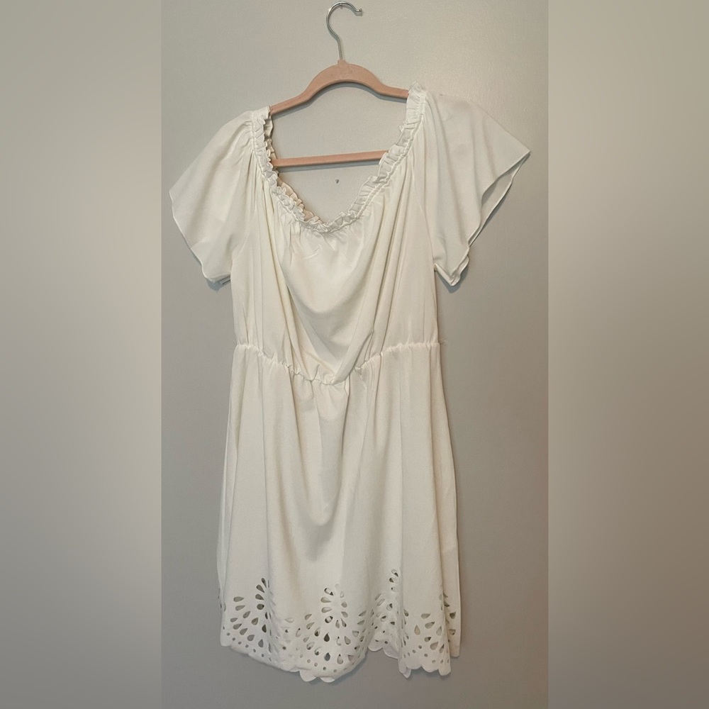 On or Off the Shoulder Laser Cut Dress